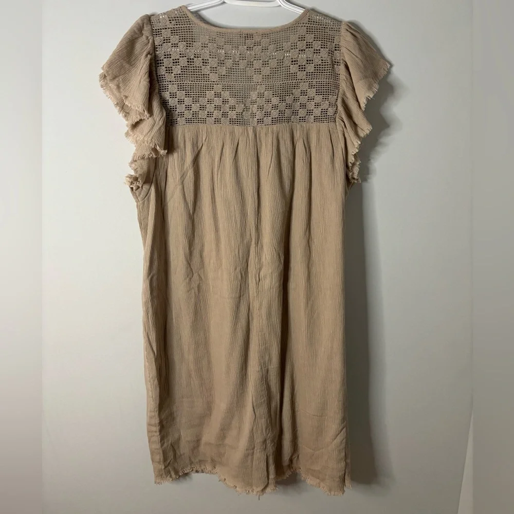 Aerie Tan Mini Dress with Crochet Accents - Picture 6 of 6